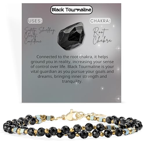 Bracciale di tormalina nera: La tormalina nera agisce come un potente scudo, assorbendo l'energia negativa e proteggendo dai disturbi esterni. Con la sua presenza radicante, questo cristallo aiuta a mantenere la chiarezza e la concentrazione nella vita quotidiana, consentendo di affrontare le sfide con facilità e resilienza
