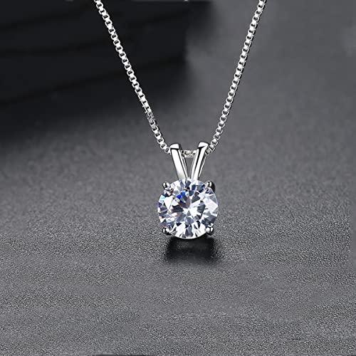 Dainty Solitaire Necklaces Stud Earrings Set For Women,White Gold Plated Simple Prom Jewelry Set Cubic Zirconia Pendant Choker Necklace And Earring Sets Wedding Jewelry For Bridal3