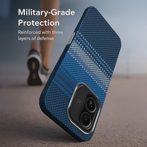Image of AIBEX Aramid Fiber Mag-Saf Case Compatible for iPhone 16 Plus | Slim Protective Back Cover with Built-in Magnets | Wireless Charging Support | Camera Ring Stand | Shockproof with Air Guard Corners