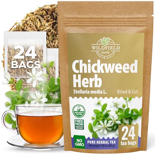Image of 24 Bags Chickweed Herb Chickweed Tea (Stellaria Media) - 24 Count 2g Tea Bags Capiqui