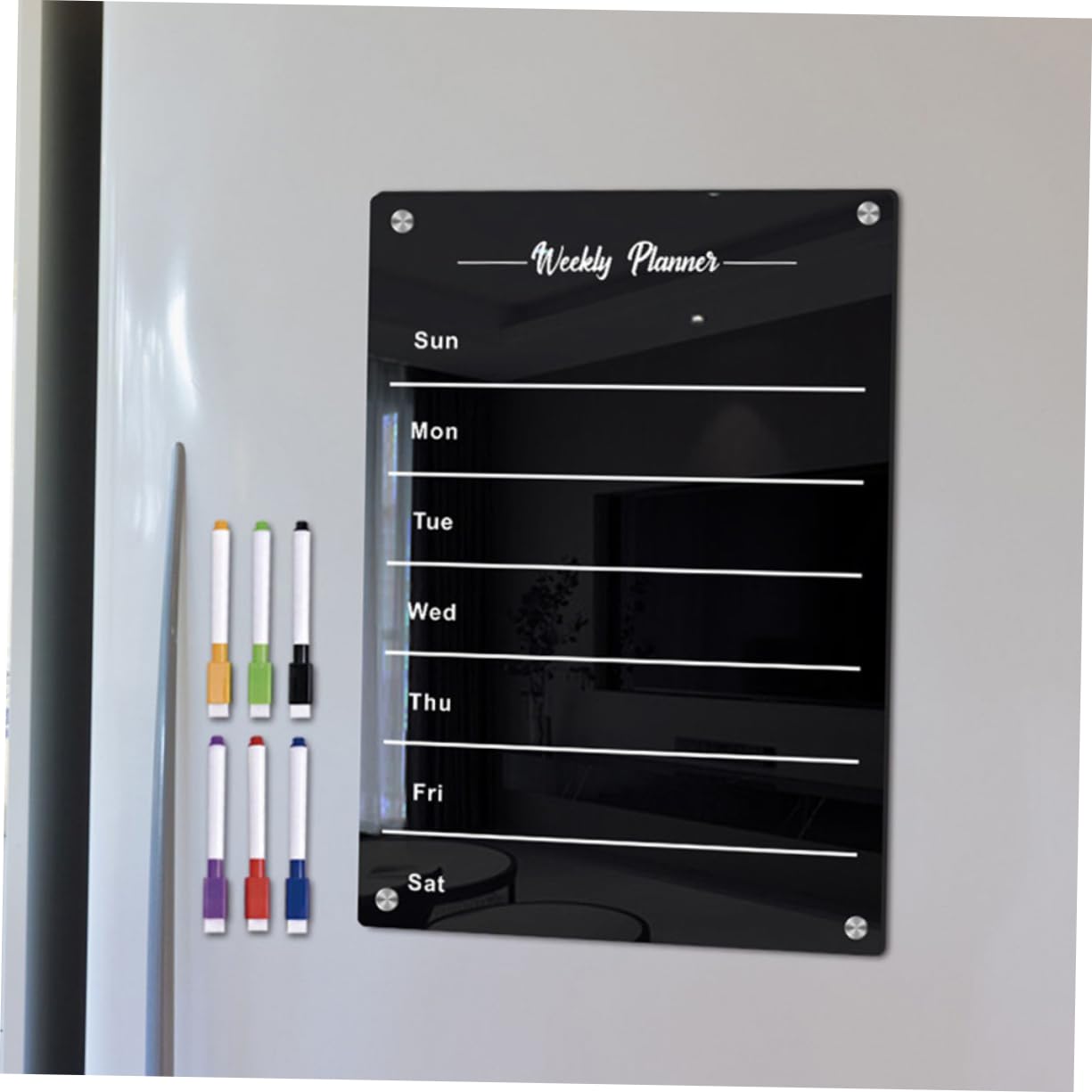 DOITOOL Magnetisches Planungs Whiteboard A3 Aus Schwarzem Acryl Mit 6 Whiteboard Stiften Abwischbare Kühlschrank Memo Tafel Für Terminplanung Und Familienkalender