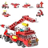 Vilbocr City fire Truck Building Block Toy (142 PCS) – 7-in-1 Fire Truck & Rescue Set, STEM Learning Toys for Kids Ages 6-12, Creative Construction Kit for Birthday Gifts