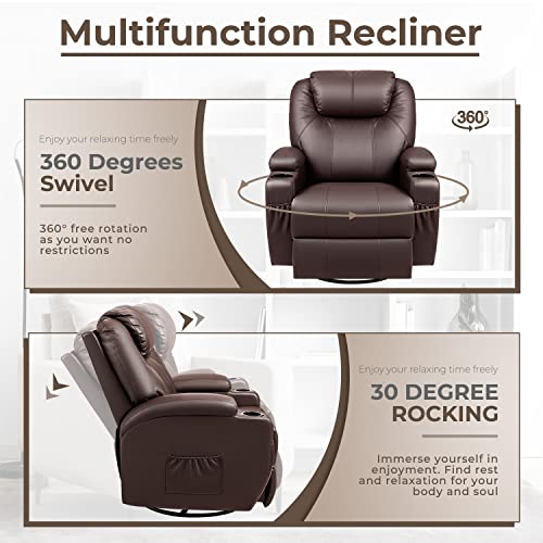 Sillón reclinable masaje Marrón con cuero miniatura 6