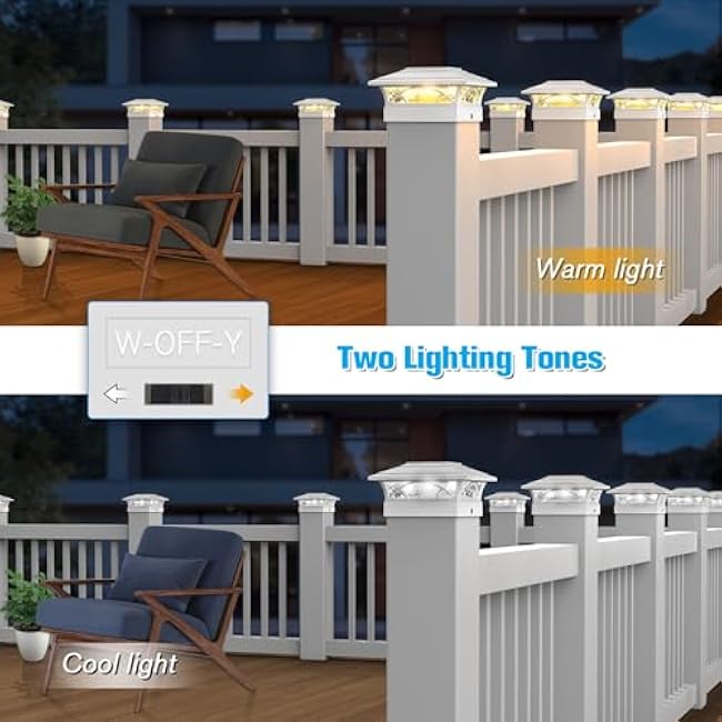 Solar Post Cap Lights White Deck Fence Post Lights 4x4/5x5/6x6