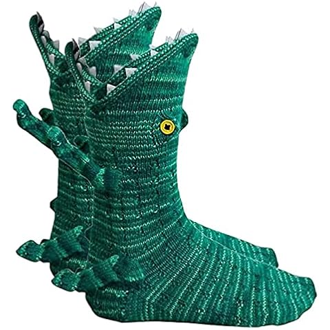Knit Crocodile Socks Novelty Unisex Animal Pattern Funky Socks,Christmas 3D Shark Crocodile Shape Socks Floor Socks, Winter Warm Thick Knit Wool Soft Casual Socks for Women Men Cover