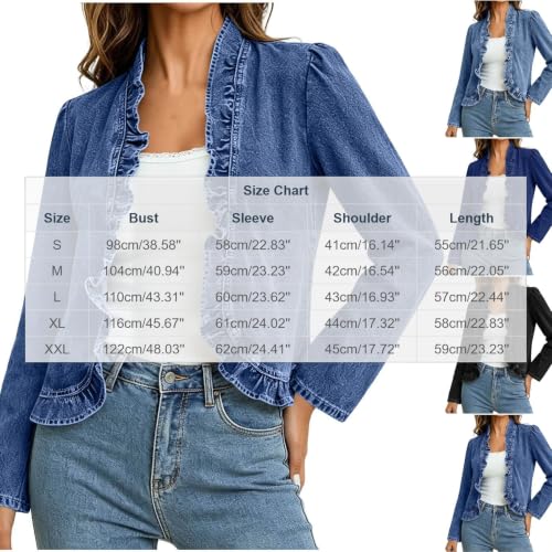 Womens Denim Jacket Lightweight Trendy 2026 Summer Fall Black XX-Large — view 4