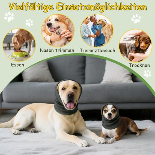 Kiiwah Ohrenschützer Hund, Lärmschutz Hund Snood Gehörschutz Angstzuständen Head Cover Hund für Feuerwerk, Gewitter, Fellpflegehilfe (Grau, M)