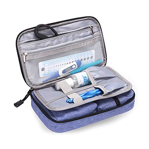 Portable Organizer Box Diabetic Supplies Travel Case, Heavy Duty Oxford Storage Bag for Glucose Meter and Other Diabetic Supplies (Bag Only), Purple