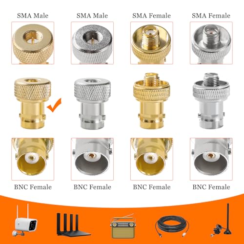 KUOQIY 4 PCS BNC Female to SMA Male Adapter, SMA to BNC Connectors, for Antennas, Wireless LAN Devices, Coaxial Cables, Gold Plated - Image 3