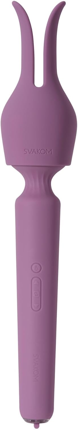SVAKOM Emma Neo 2 device with the rabbit ears attachment securely fitted onto the head.