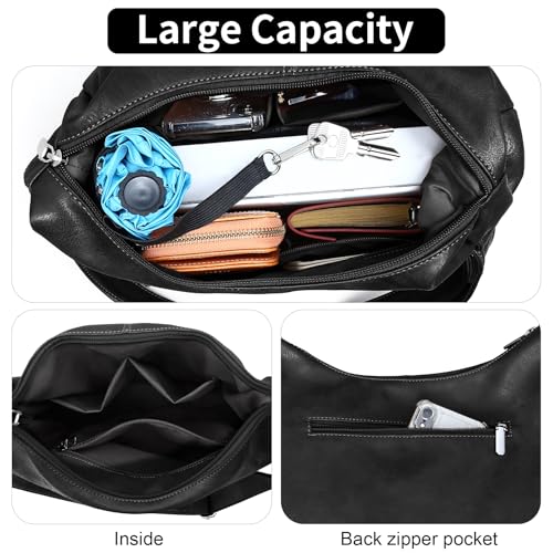 Bolso Hobo para mujer de cuero vegano y bandolera plegable miniatura 4