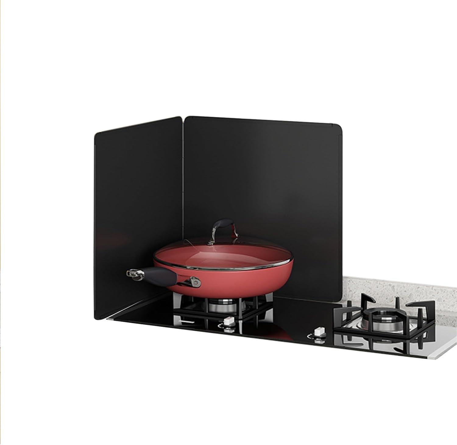 Foldable Stainless Steel Grease Splatter Guard for Frying Pan - 3-Sided Oil Splash Guard, Anti-Splatter Sheet to Protect Kitchen & Stove from Grease Mess