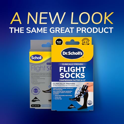 Scholl Comfortable Flight Socks - Compression Stocking for Travel - Enhances Blood Circulation - Reduces Swelling on Long Flights - Cotton Feel - Black - Size 3-6, 1 Pair - 2
