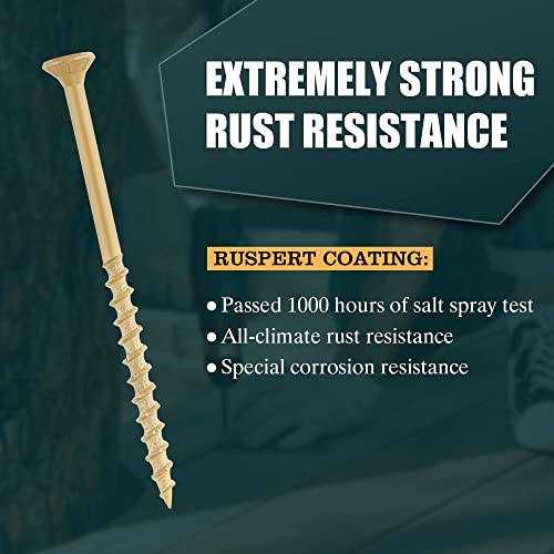WELLOCKS Tan Rust Resistant Deck Screws 150PCS 3 Sizes (#8×1-1/2",#8×2",#10×3") 1000H Salt Spray Test | T25 Torx Anti-Strip | No Pre-Drill for Pressure-Treated Lumber/Composite Decking/Outdoor Fence by WELLOCKS - Image 6