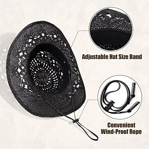 Andorra Black Cowboy Hat For Women Western Hats For Men Breathable Black Cowboy Hat For Men Woven Cowboy Hat Women Straw Cowboy Hat Black Cowgirl Hats For Women #TOP3