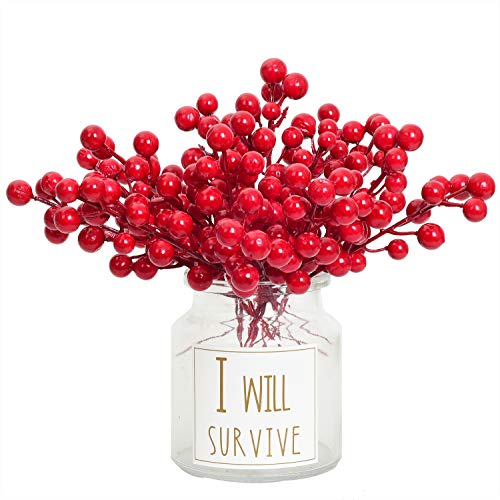 Artiflr 30 Pcs Christmas Red Berries Stems, 8Inch Artificial Christmas Picks For Christmas Tree Ornaments, Diy Xmas Wreath, Crafts, Holiday And Home Decor #TOP1