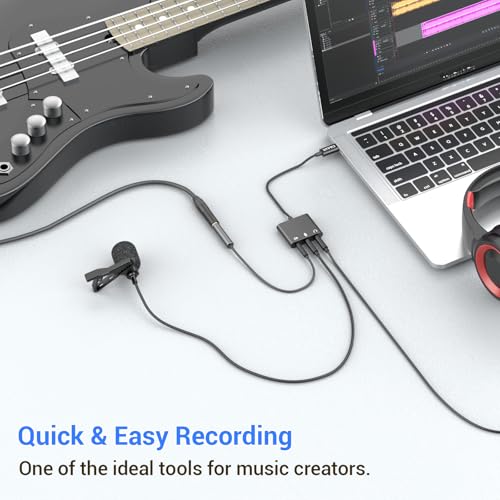 Cubilux USB C to 3.5mm Adapter for Live Streaming/Recording, USB C to TRRS Microphone Splitter for Laptop, Recording Adapter with Line-in & Mic-in & 3.5 Headphone Out-Suitable for Laptop/PC by Cubilux - Image 5
