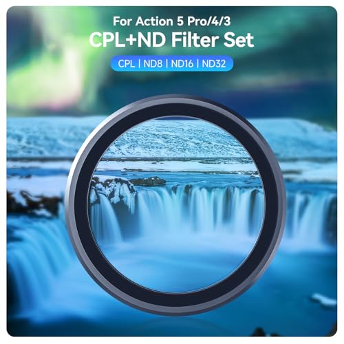 Image of SKYVIK Lens Filter Set for DJI Action 5 /4 / 3 Camera Accessories, 4-Pack CPL ND32 ND16 ND8 Polarizing Neutral Density HD Filter Lens Protective Protector Cover for DJI Osmo (ND Filter)