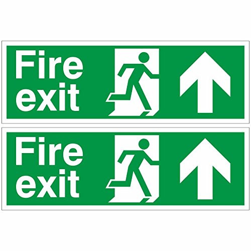 UK Safety Store FE.05E-SA-PACKOF2 Pack of 2 Fire Exit Arrow Up Signs 300mm x 100mm - Self Adhesive