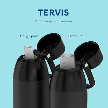 Tervis Venture Water Bottle Yao Cheng - Pink Poinsettia Triple Insulated Tumbler Travel Cup Keeps Drinks Cold & Hot, 26oz, Stainless Steel