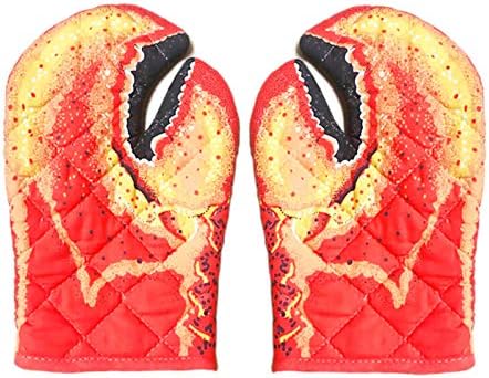 gerFogoo 2pcs Oven Gloves, Thick Cotton Oven Anti-scalding Crab Claw Gloves, Suitable for Microwave Ovens, Ovens, Grill Plates