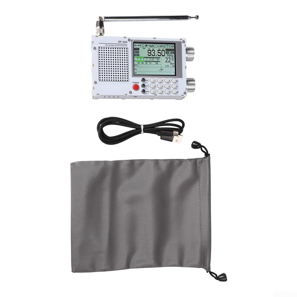 DP-666 TEF6686 Full Band Radio with 2.8-Inch Touch Screen, 5000mAh Battery, RDS, FM AM SW LW for Travel and Portable Use(white)