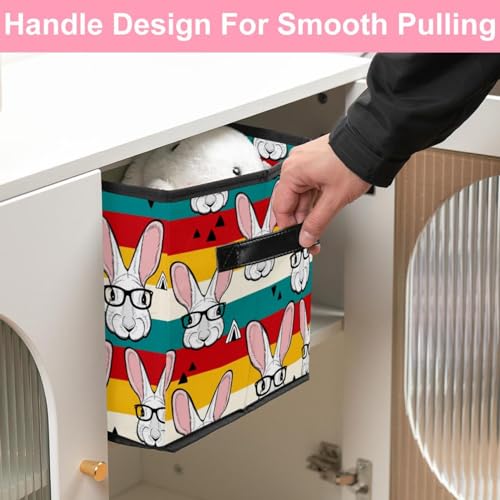 Boîte de rangement pliable et rigide avec poignées solides pour étagère