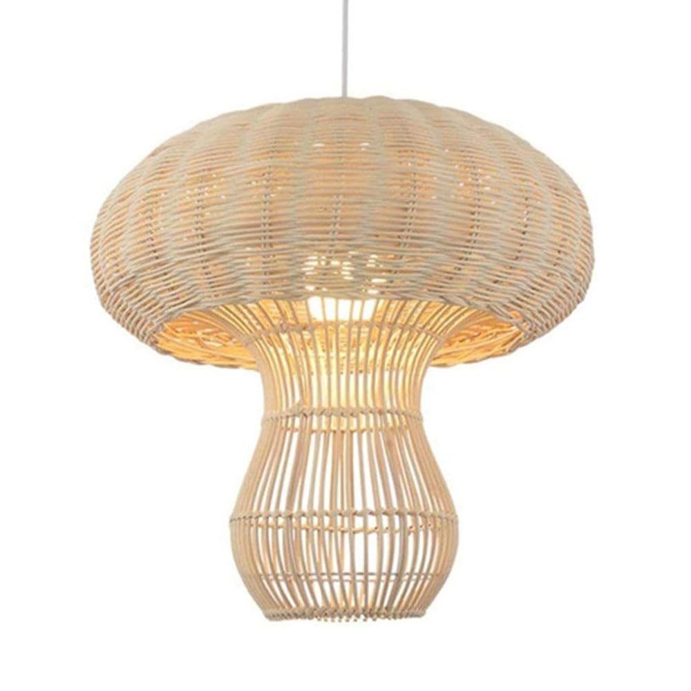 TCHAUSGZOZ Coastal Rattan Pendant Light Fixture - Vintage Wicker Lantern for Kitchen, Dining Room, and Bedroom E27 Base, Adjustable Height