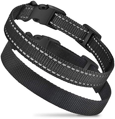 Dog Collar Strap, Bark Collar Belt for Most of theTraining Shock Collar Receivers Adjustable Durable Nylon Strap Replace for Barking Collar Fence-Pet Collar Strap 2 Pack (Black/Black)