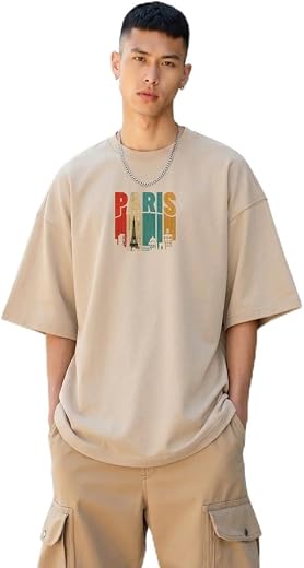 WEARSOUL Trendy Men's Dropshoulder Oversized T-Shirt for Men|Printed Round Neck |Oversized Loose Fit |Cotton |Five Sleeve...