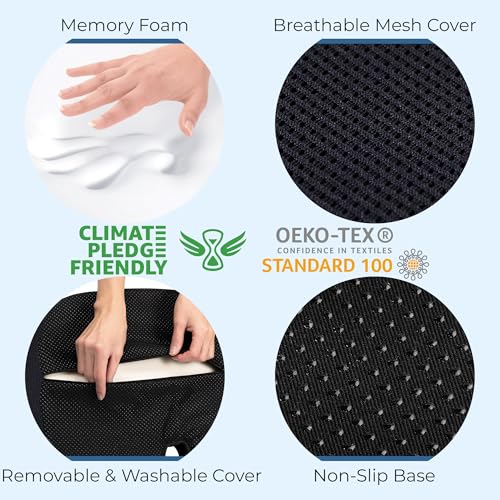 Image of 5 STARS UNITED Seat Cushion - Memory Foam Chair Cushion for Tailbone Pain Relief - Ergonomic Support for Coccyx, Sciatica & Butt - Office, Desk & Gaming Chair, Car Seat, Wheelchair, Black