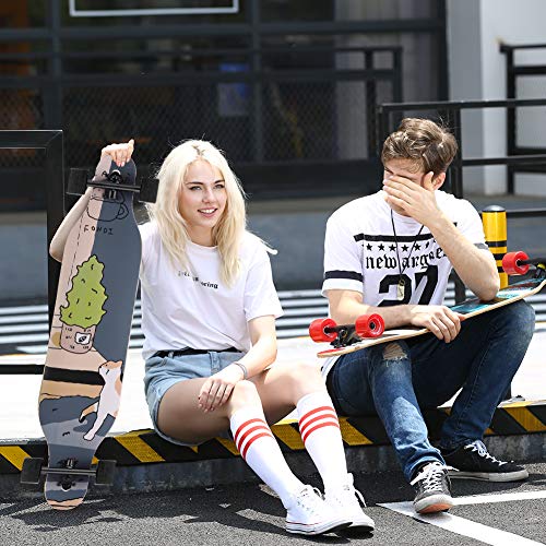 Image of Junli 41 Inch Freeride Longboard Skateboard - Skateboard Cruiser for Cruising, Carving and Downhill(Floral)