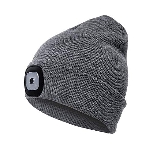 Blackr 4LED Tricot Chaude Chapeau Mains Libres Capuchon de Lampe de Poche pour Escalade pêche Gris Cover