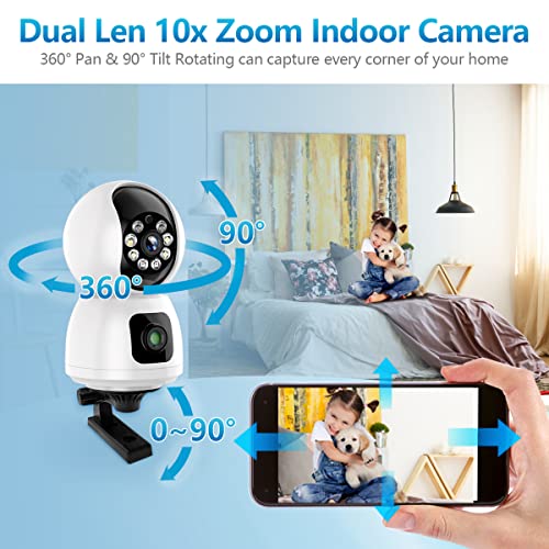 Fowutz 2K Indoor Security Camera, Dual Lens Cameras Wireless Camera For Home Security Pet Dog Camera Indoor Security Camera With Phone App Night Vision Motion Detection Auto Tracking #TOP3
