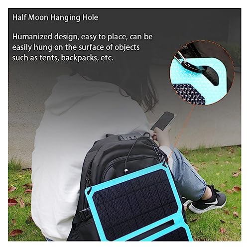 Chargeur solaire mobile pour randonnée extérieure imperméable bleu - 6
