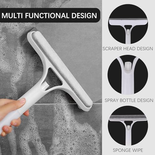 Image of Generic Shower Squeegee for Shower Glass Door, Spray Water and Wipe 2 in 1, Bathroom Cleaner Tool Household Window, Kitchen tabletop, Mirror Squeegee, Tile Wall, Car Windows (10 Inches-White)