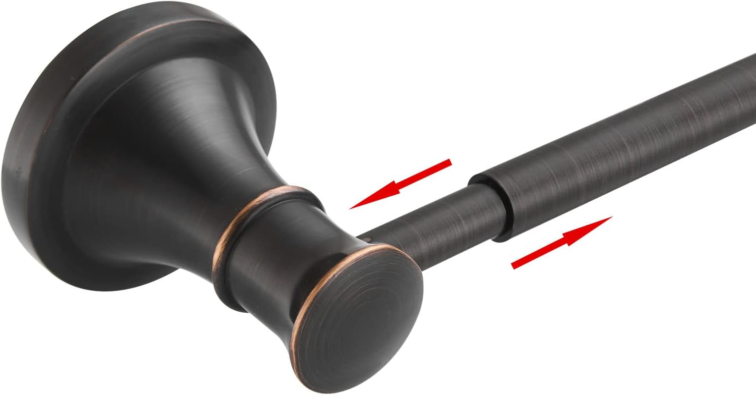 BESy Adjustable Bronze 16.5 to 28.7 Inch Bath Towel Bar Rack for Bathroom Towel Holder, Wall Mounted Towel Bar Rod Hanger Bathroom Hardware Accessories Hotel Style, Stainless Steel, Oil Rubbed Bronze