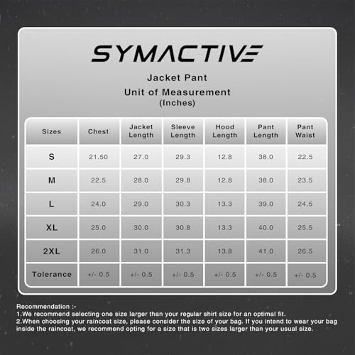 Image of Amazon Brand - Symactive Polyester Water Resistant Rain Coat with Pant (Black, Small)