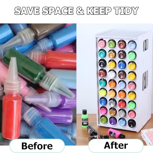 Image of Yolispa Acrylic Paint Organizer, 2oz Craft Paint Storage Organizer with 72 Holes, 360 Spining Paint Organizer, Paint Holder Rack, Vertical Paint Organizer Holder Stand for Apple Barrel, Folkart