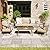 MIXPATIO 5-Piece Patio Furniture Set, 3-Seat Wicker Sofa with 2 Windsor Swivel Chairs & Wood Grain Coffee Table, Outdoor Conversation Set for Porch, Backyard, Garden, Deck - Beige