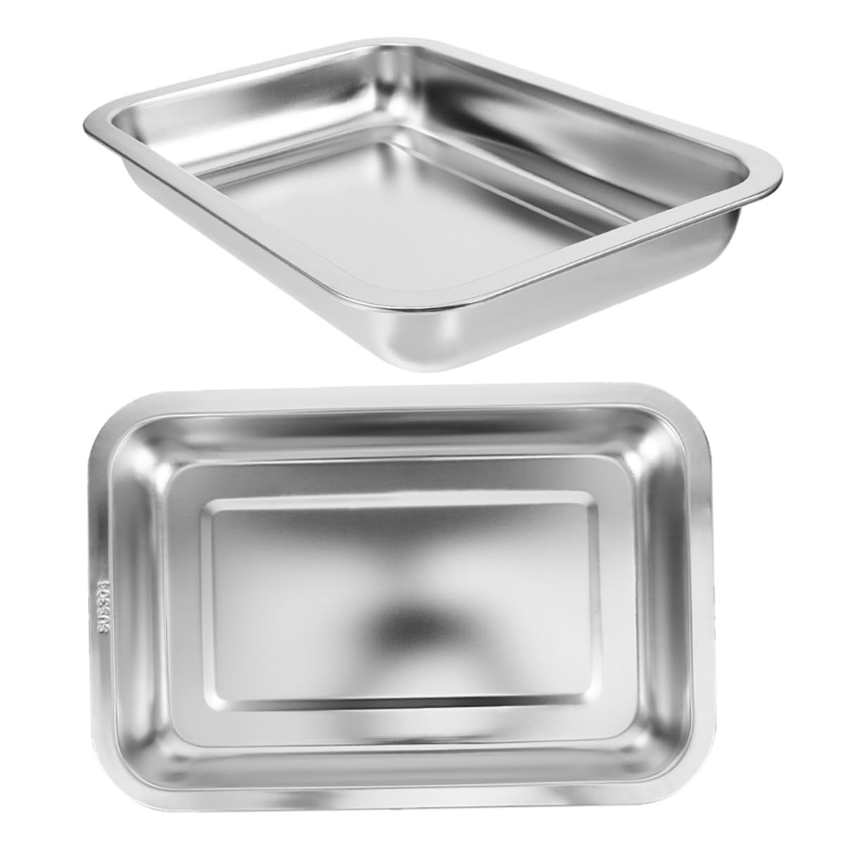 Luxshiny Lettiera per Gatti in Acciaio Inox 304 Aperta, Grande Capacità 2 Pezzi, Toilette per Gattini Resistente senza Perforazioni, per Uso Domestico e Viaggi