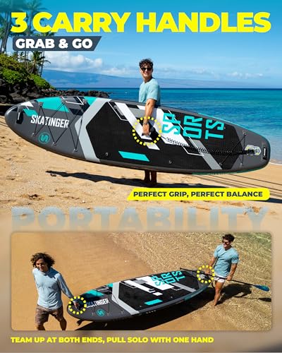 Image of Skatinger 11'6x35 inch Super Wide Inflatable Paddle Board, Ultra Stable Stand Up Paddleboards for 450lb /3 People /Family /Big Size w /Shoulder Strap, 100L Backpack, Ultra-Light All-Round Sup Board