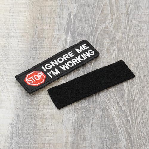 VGOL 3 Stück bestickter Abzeichen-Emblem-Aufnäher für Diensthundemarken Stop No Touch Talk Augenkontakt Nicht streicheln ignoriere Mich ich arbeite Aufnäher für Diensthundegeschirr Weste Kleidung
