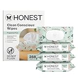 The Honest Company Baby Wipes - Pure and Gentle Plant-Based Alcohol, Fragrance and Paraben Free Hypoallergenic Honest Wipes 288 Count (Packaging May Vary)