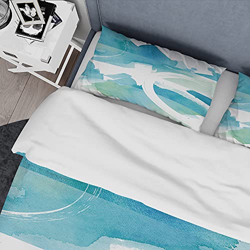 DesignQ Coastal Watercolors II Nautical & Coastal Duvet Cover Set, Blue Duvet Cover Set King, Abstract Bedding Set of 3 Pieces, All Season Nautical & Coastal Bedding Sets King - Image 4