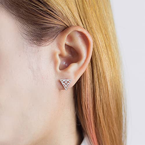 Boma Jewelry Sterling Silver Triangle Chevron Stud Earrings2