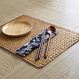 Natural Woven Rattan Rectangular Placemats for Dining Table (Set of 6, 18x12inches)