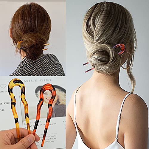 Borsun 4 Pack French Twist Stick Hair Fork Sticks For Long Hair,U Shaped Hair Pins For Buns, Large Wavy Hair Stick For Women And Girls #TOP3