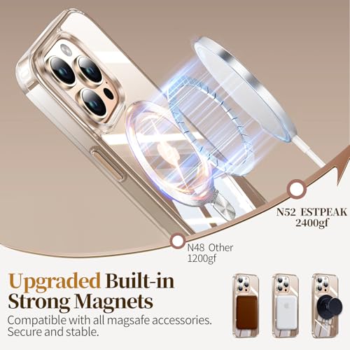 Image of ESTPEAK CD Mag-Stand Case for iPhone 15 Pro Max Case with Invisible Magnetic Ring, [Compatible with MagSafe] [Never Yellowing] Top Clear Phone Case Cover for iPhone 15 ProMax 6.7 inch, Clear
