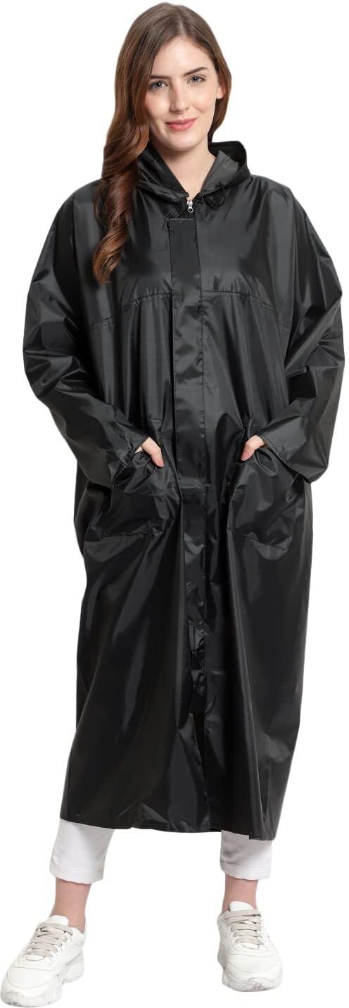 Casual Solid Women Raincoat (Women Raincoat Suit_Black_XL)-image-11